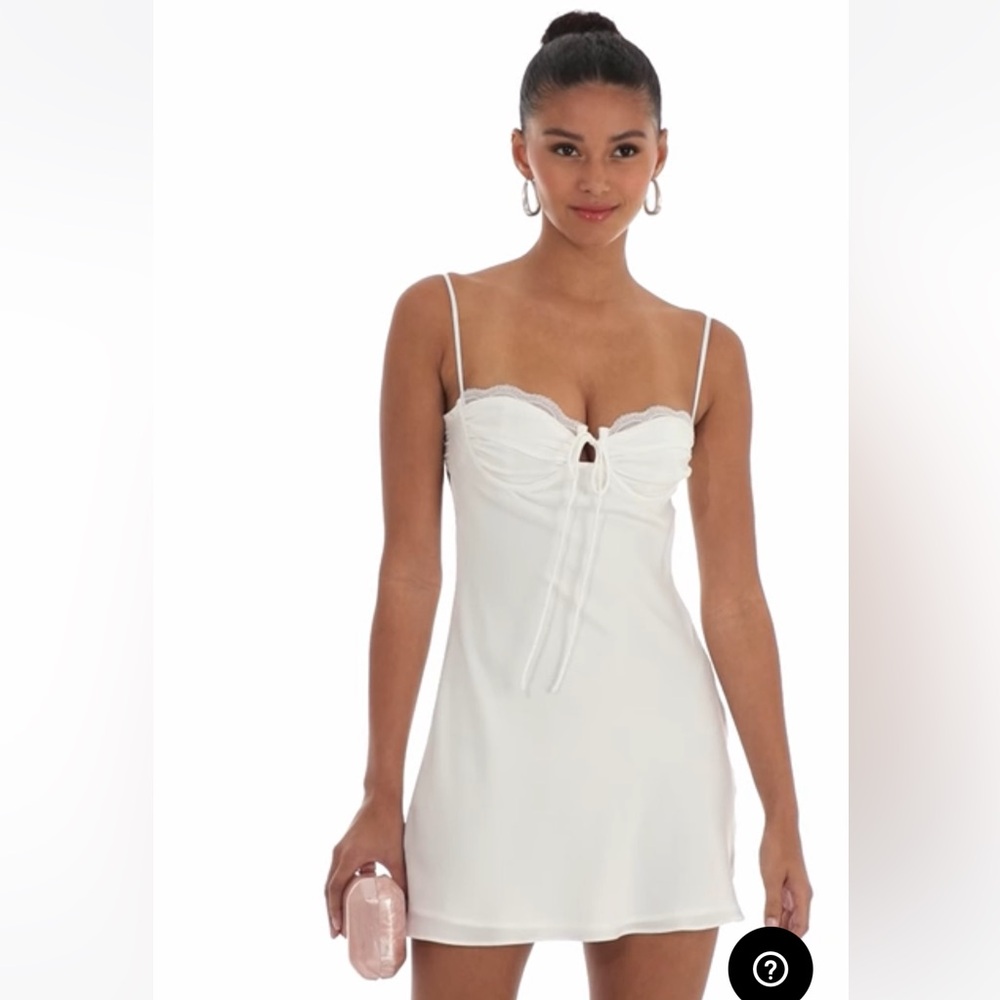 Satin Open Back Dress in White Lucy in the Sky- Size small